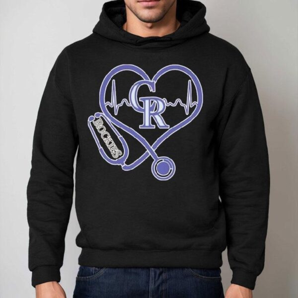 Colorado Rockies Caring Hearts Nurse Stethoscope Heartbeat Shirt