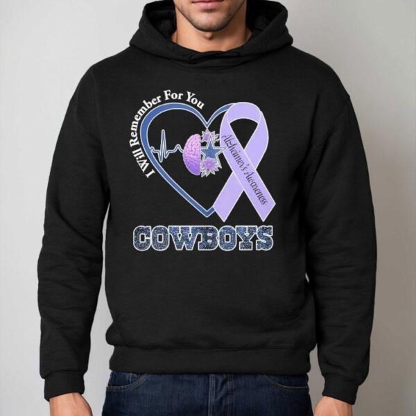 Dallas Cowboys I Will Remember For You Alzheimer’s Awareness Heartbeat Shirt