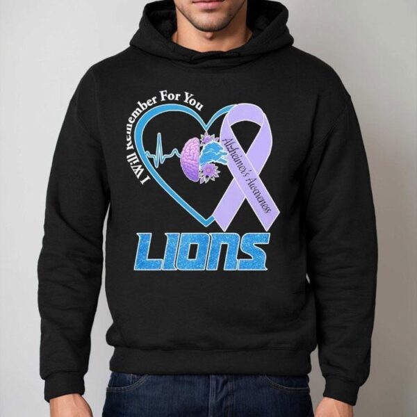 Detroit Lions I Will Remember For You Alzheimer’s Awareness Heartbeat Shirt