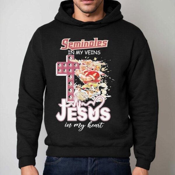 Florida State Seminoles In My Veins Jesus In My Heart Mascot Shirt