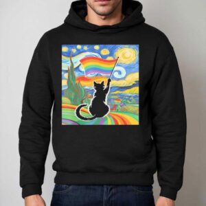 Gay Pride Cat Art Cat Starry Night Style Lgbtq Pride Hoodie