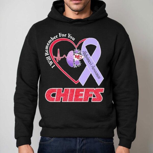 Kansas City Chiefs I Will Remember For You Alzheimer’s Awareness Heartbeat Brain Shirt