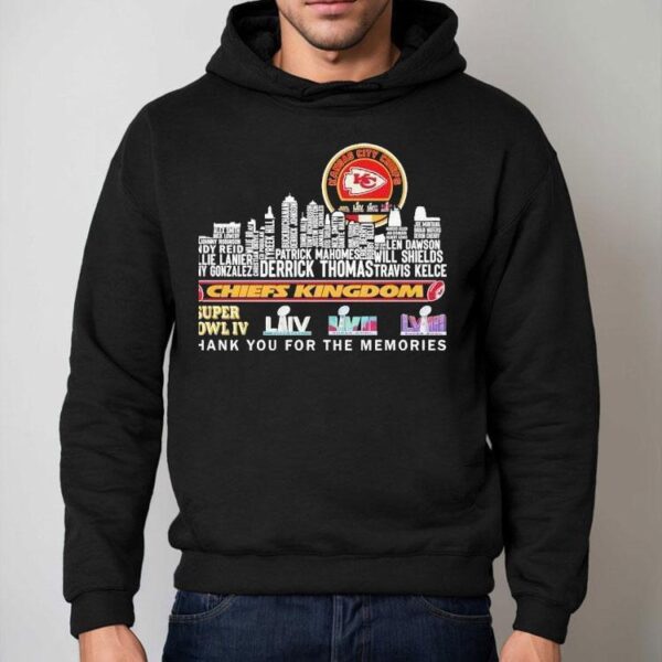 Kansas City Chiefs Kingdom Thank You For The Memories Skyline Names Shirt