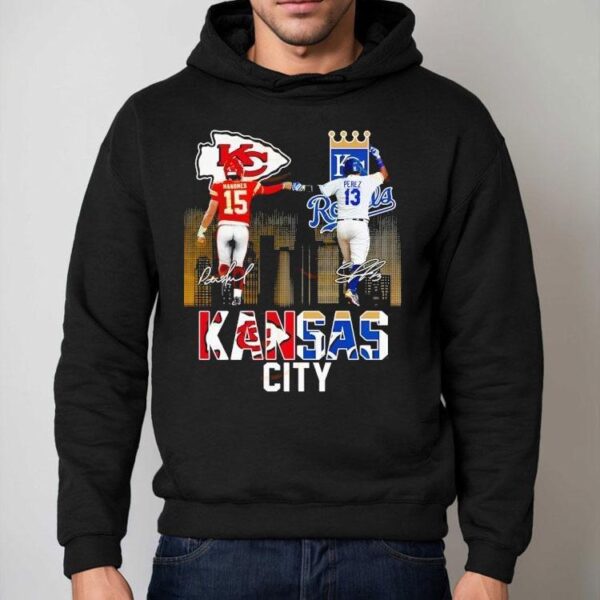 Kansas City Chiefs Mahomes Vs Kansas City Royals Perez Signatures Shirt