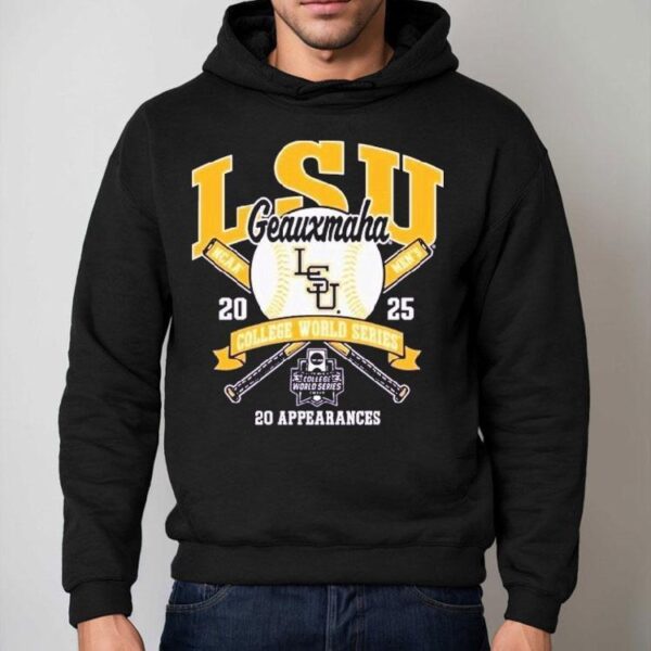 Lsu Tigers Ncaa Men’s 2025 College World Series Omaha Geaux Maha 20 Appearances Shirt
