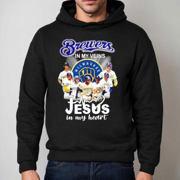 Milwaukee Brewers In My Veins Jesus In My Heart Signatures Shirt
