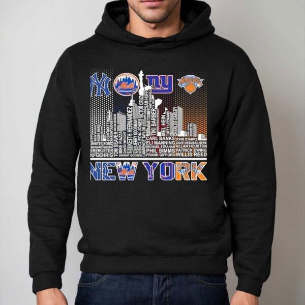 New York Yankees Mets Giants Knicks All Name Of Legends City Skyline Shirt