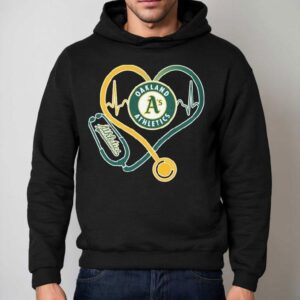 Oakland Athletics Caring Hearts Nurse Stethoscope Heartbea Hoodie