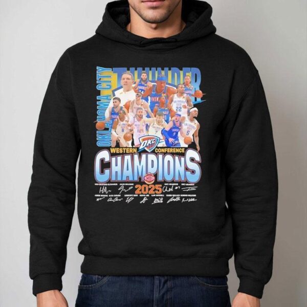 Oklahoma City Thunder Nba Western Conference Champions 2025 Signatures Shirt