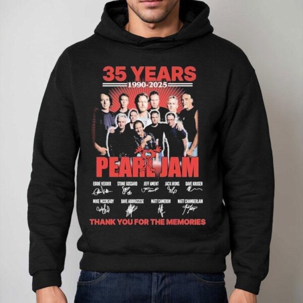 Pearl Jam 35 Years 1990 2025 Thank You For The Memories Signatures Shirt