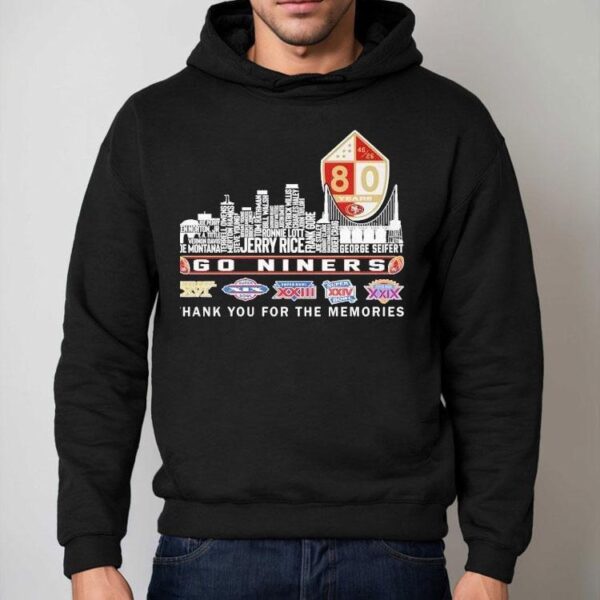 San Francisco 49ers Go Niners Thank You For The Memories Skyline Names Shirt