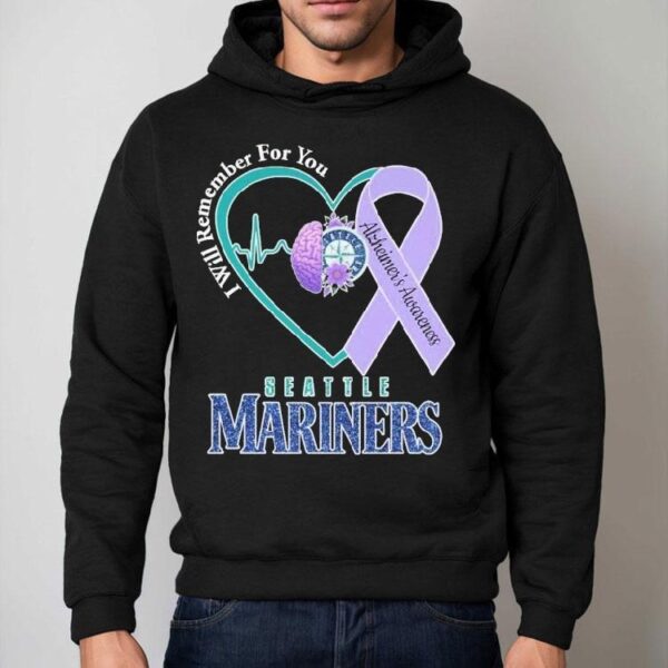 Seattle Mariners I Will Remember For You Alzheimer’s Awareness Heartbeat Brain Shirt