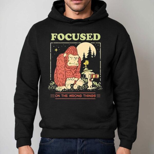 Snoopy And Woodstock And Bigfoot Focused On The Wrong Things Shirt