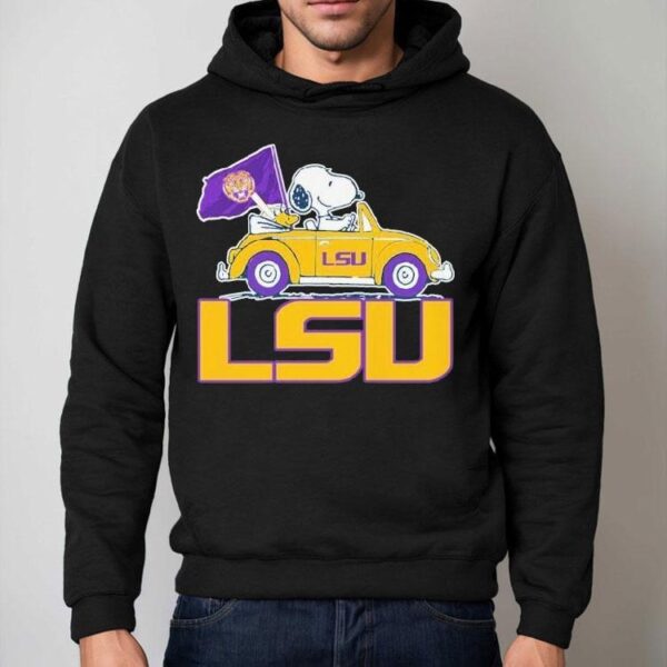 Snoopy And Woodstock The Peanuts Driving Car Lsu Tigers Shirt