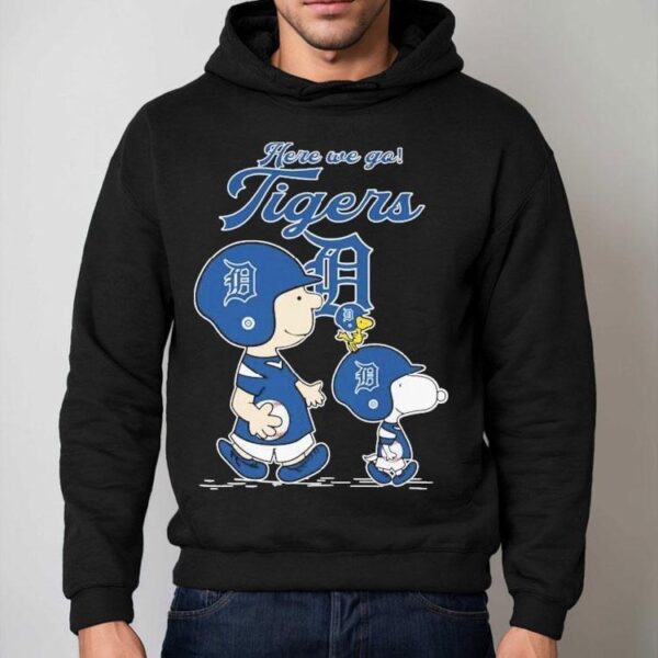 Snoopy Woodstock And Charlie Brown The Peanuts Here We Go Detroit Tigers Shirt