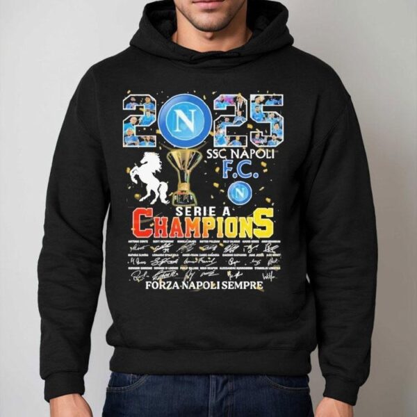 Ssc Napoli Fc Serie A Champions Forza Napoli Sempre 2025 Signatures Trophy Shirt