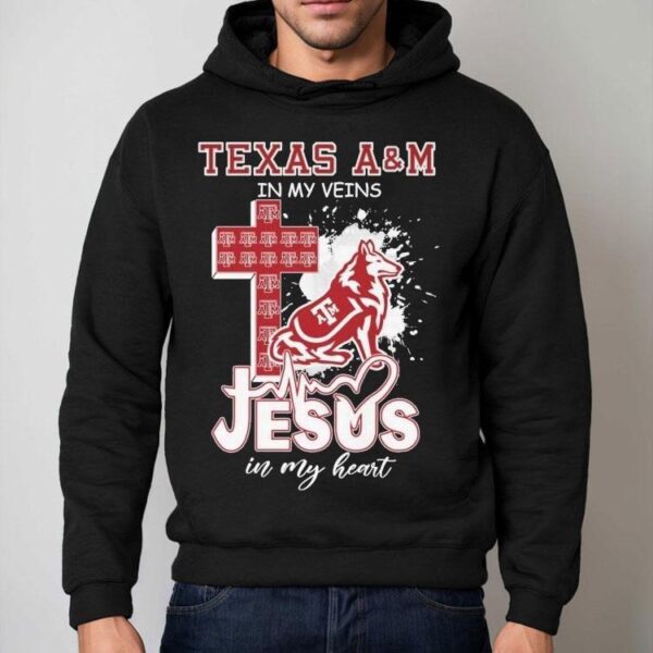Texas Am Aggies In My Veins Jesus In My Heart Mascot Shirt