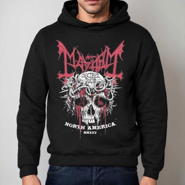 The True Mayhem Crown Of Thorns Decibel Tour 2025 North American Skull Shirt