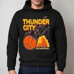 Thunder City Okc Basketball Retro Fireball Hoodie