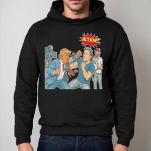 Trump Vs Musk Fake Fight Action Hoodie