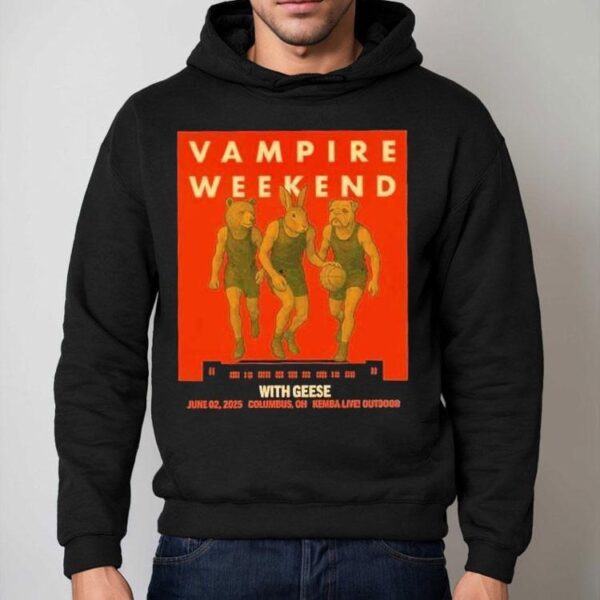 Vampire Weekend Only God Was Above Us Tour At Kemba Live In Columbus Oh On June 2 2025 Bear Bunny Dog Shirt
