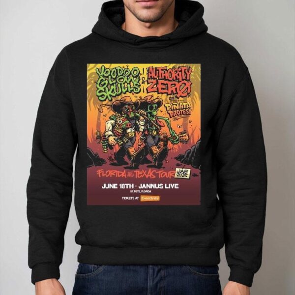 Voodoo Glow Skulls Authority Zero Jun 18 2025 Jannus Live Cowboy Skeleton Shirt