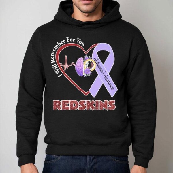 Washington Commanders I Will Remember For You Alzheimer’s Awareness Heartbeat Brain Shirt