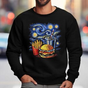 A Fast Food Meal Style Of Van Gogh S Starry Nigh Sweatshirt