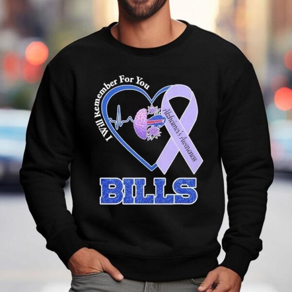 Buffalo Bills I Will Remember For You Alzheimer’s Awareness Heartbeat Shirt