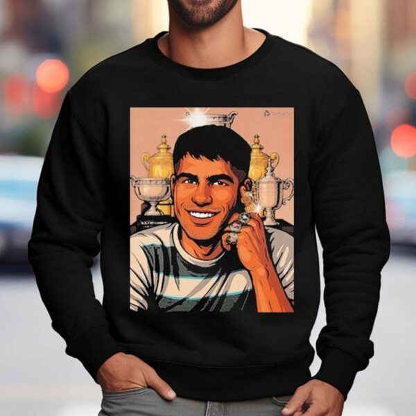 Carlos Alcaraz Wins 5 Slam Finals 5 Slam Titles Roland Garros Champion 2025 Trophy Shirt