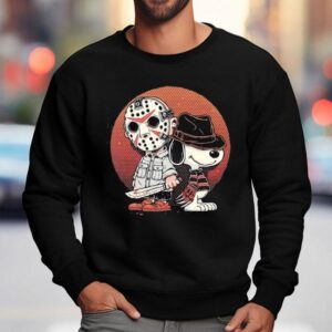 Charlie Brown And Snoopy As Jason Voorhees And Freddy Krueger Horror Sweatshirt