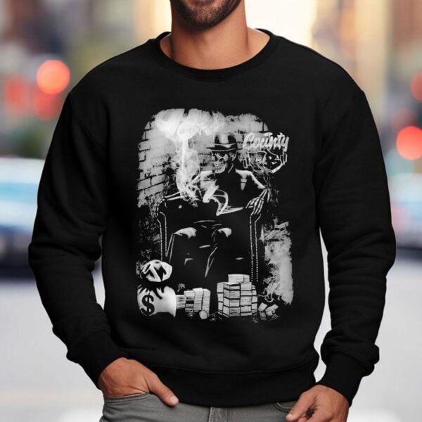 Fb County Smoking Skeleton Heavy Hard Shirt