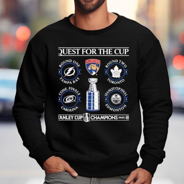 Florida Panthers Quest For The Cup Tampa Bay Toronto Carolina Oilers Stanley Champions 2025 Shirt