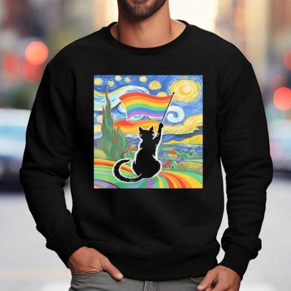 Gay Pride Cat Art Cat Starry Night Style Lgbtq Pride Shirt