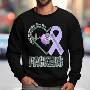Green Bay Packers I Will Remember For You Alzheimer S Awareness Heartbeat Brain Sweatshirt