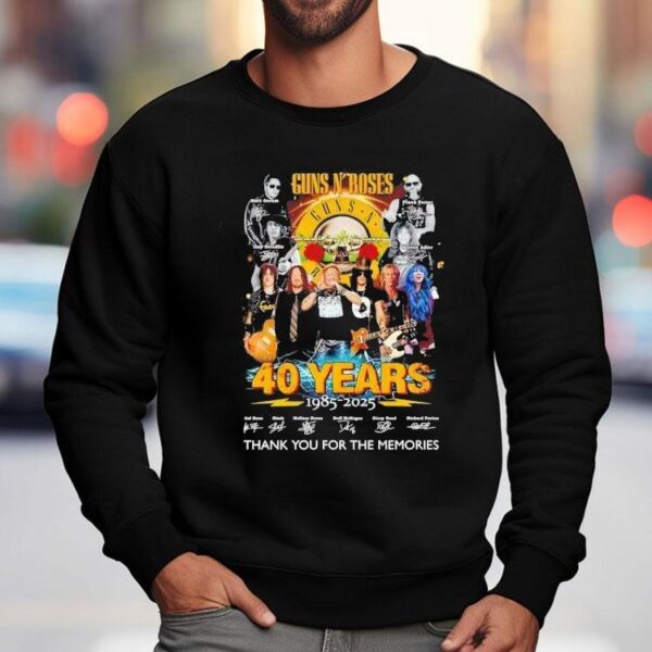 Guns N’ Roses 40 Years 1985 2025 Rose Slash Reese Mckagan Reed Fortune Thank You For The Memories Shirt