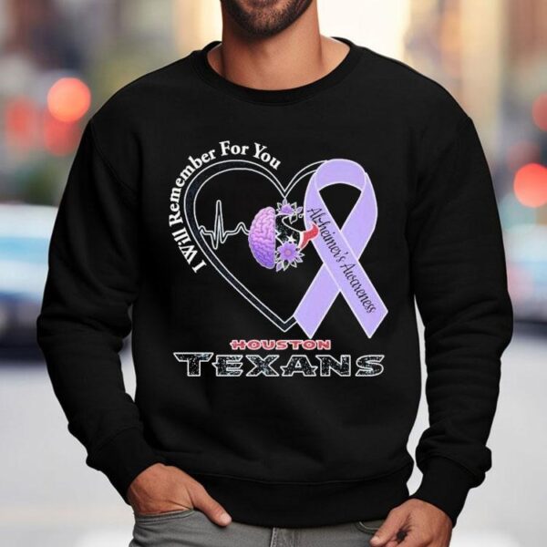 Houston Texans I Will Remember For You Alzheimer’s Awareness Heartbeat Brain Shirt