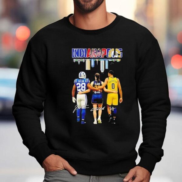 Indianapolis City Skyline Legends Taylor Clark And Haliburton Signatures Shirt