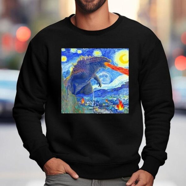 Japanese Monster Kaiju In Van Gogh Starry Night Godzilla 2025 Shirt