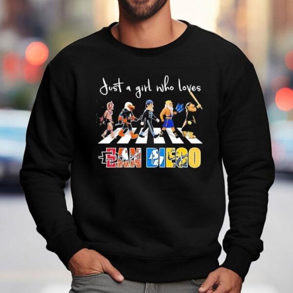 Just A Girl Who Loves San Diego Sports Team Mascot Walking Across Shirt