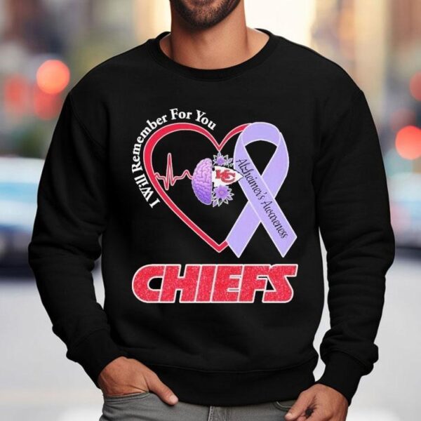 Kansas City Chiefs I Will Remember For You Alzheimer’s Awareness Heartbeat Brain Shirt