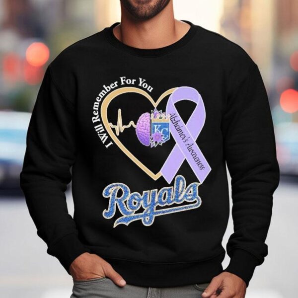 Kansas City Royals I Will Remember For You Alzheimer’s Awareness Heartbeat Brain Shirt
