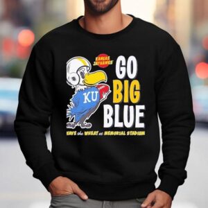 Kansas Jayhawks Go Big Blue Wave The Wheat At Memorial Stadium Sweatshirt