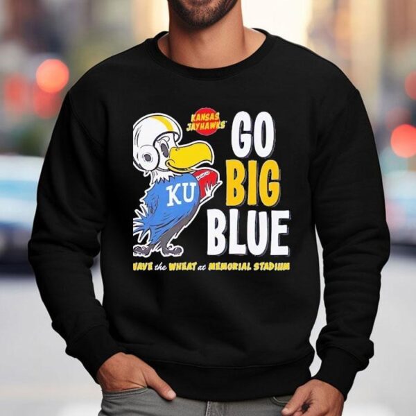 Kansas Jayhawks Go Big Blue Wave The Wheat At Memorial Stadium Shirt