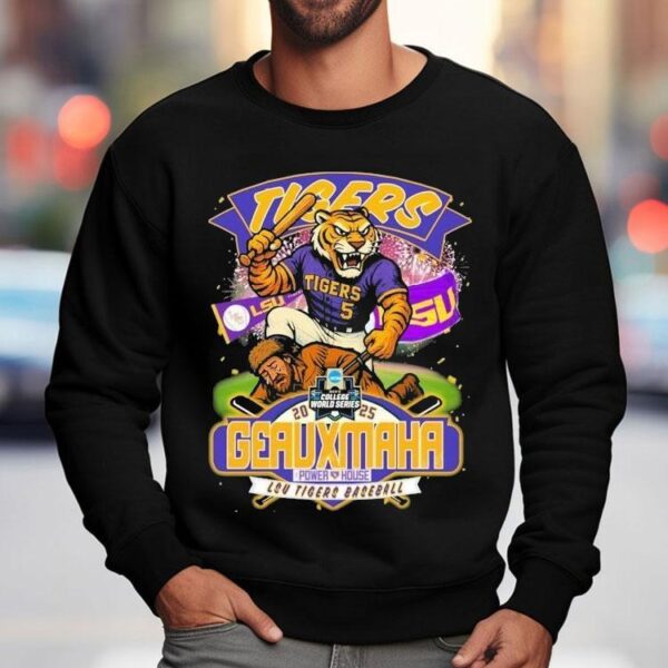 Lsu Tigers Ncaa 2025 College World Series Omaha Geauxmaha Power House Mascot Shirt