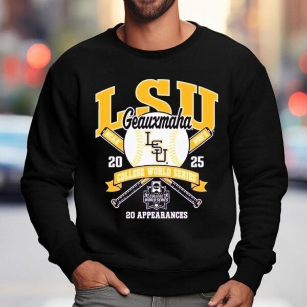 Lsu Tigers Ncaa Men’s 2025 College World Series Omaha Geaux Maha 20 Appearances Shirt