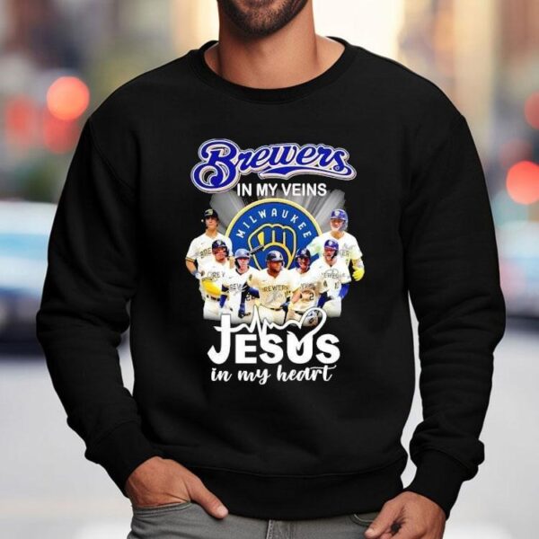 Milwaukee Brewers In My Veins Jesus In My Heart Signatures Shirt