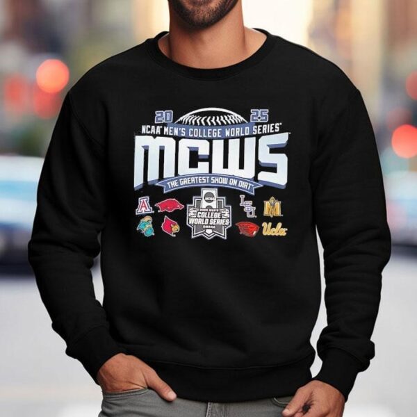 Ncaa Men’s College World Series Mcws The Greatest Show On Dirt 2025 8 Teams Logo Shirt