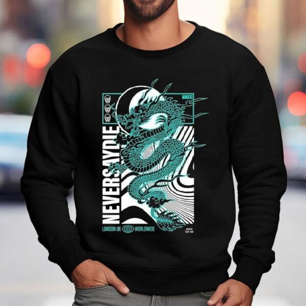 Never Say Die Records Draco London Uk Worldwide Dragon Shirt
