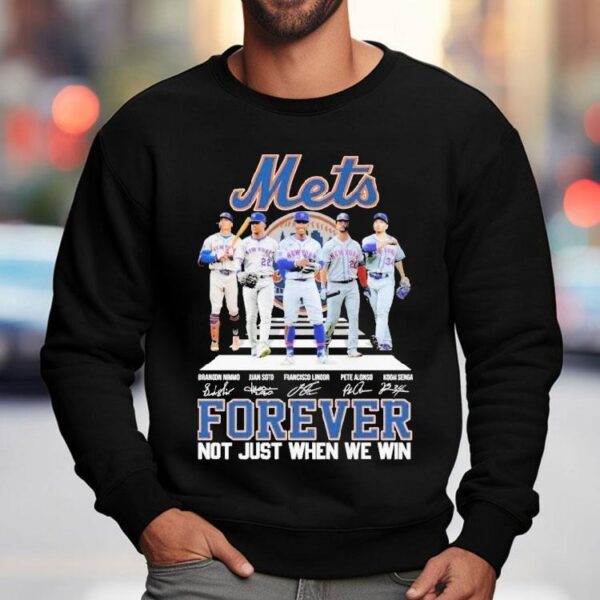 New York Mets Forever Not Just When We Win Road Abbey Walking Signatures Shirt